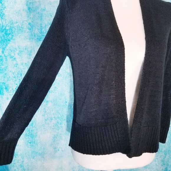 LOFT Black Knit Open Drape Cardigan Sweater - Picture 12 of 14